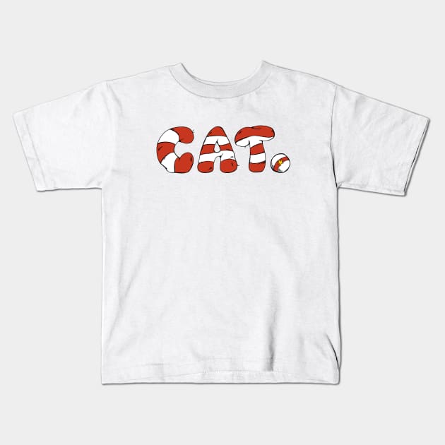 Cat in the hat typography Kids T-Shirt by garethrowson